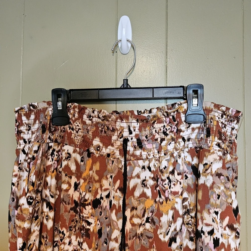 Robert Louis Floral Wide Leg Pants - Brown and Cream